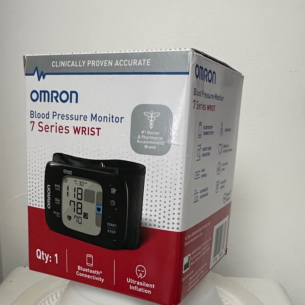 OMRON 7 Series Wrist Blood Pressure Monitor - Black and Red